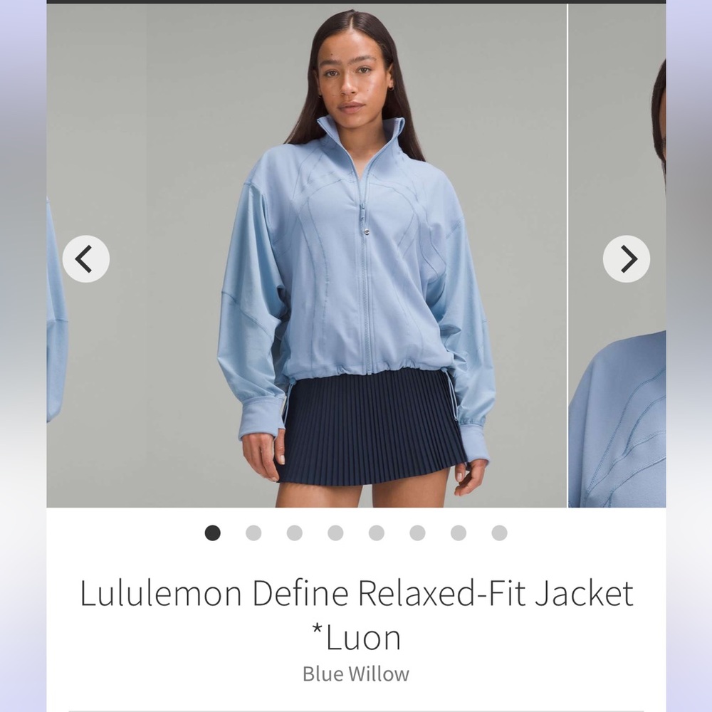 lululemon relaxed define blue willow size 2